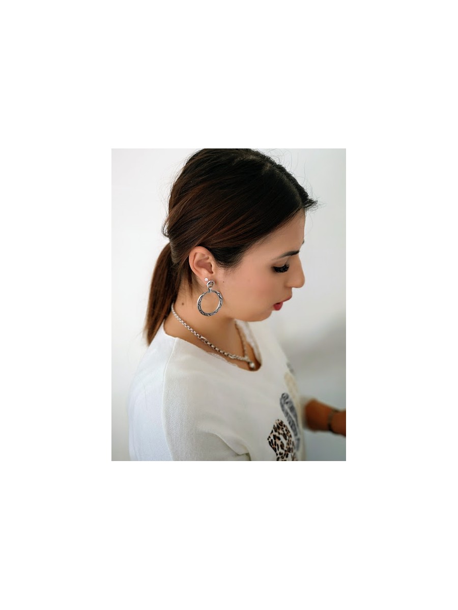 Bouclrs d'oreilles collection Eclipse Ciclon l 1 vue profil éloigné l 1 Tilleulmenthe boutique de mode femme