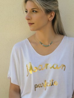 T.shirt maman parfaite blanc oversize l 1 vue avec modèle l Tilleulmenthe boutique de mode femme en ligne