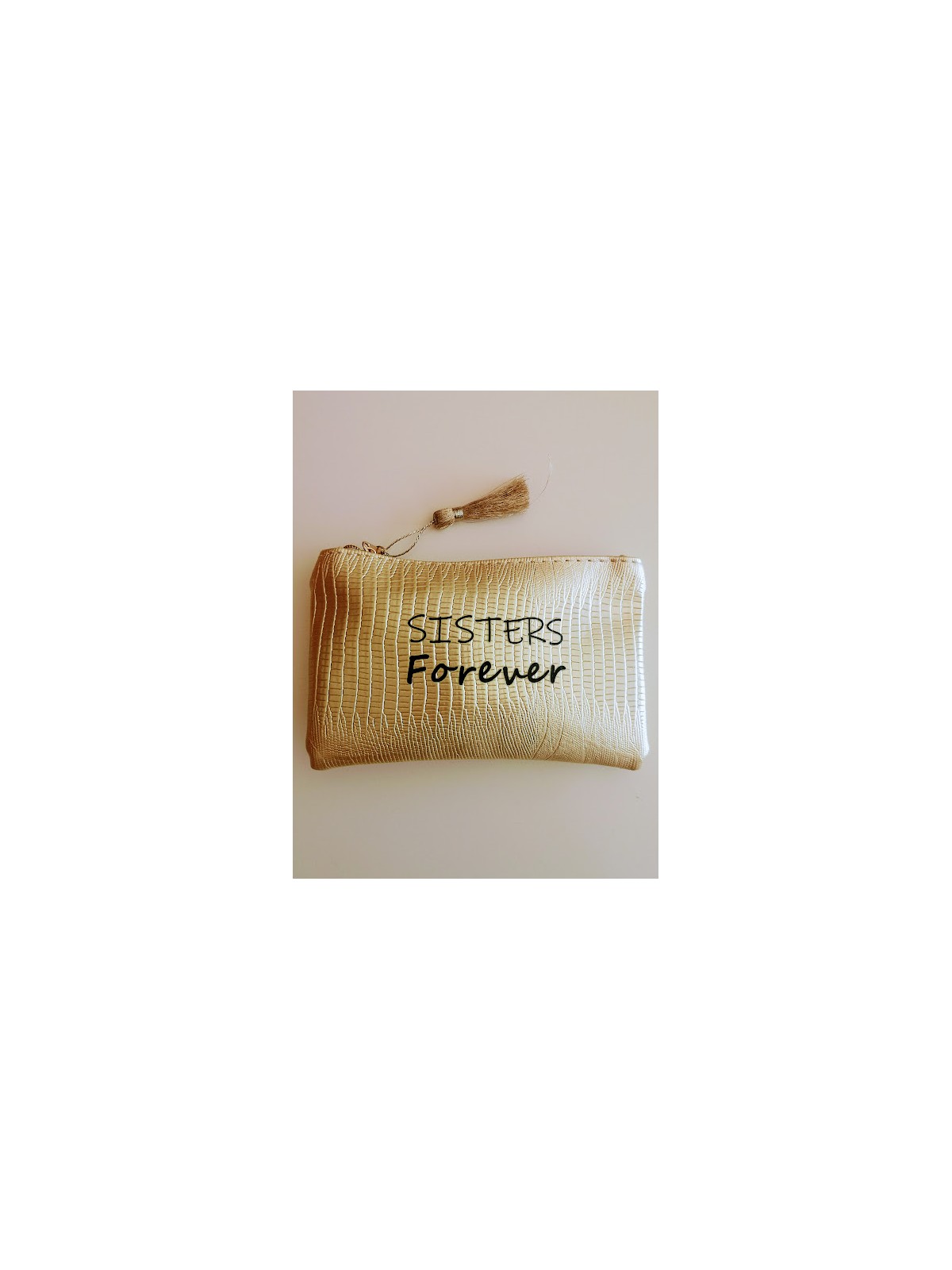 Pochette Sister Forever zippée | 1 vue de face entière | Tilleulmenthe boutique de mode femme en ligne