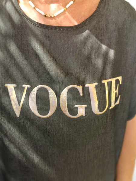 Robe vogue flocage or l 2 vue détail inscription Vogue l Tilleulmenthe boutique de mode femme en ligne