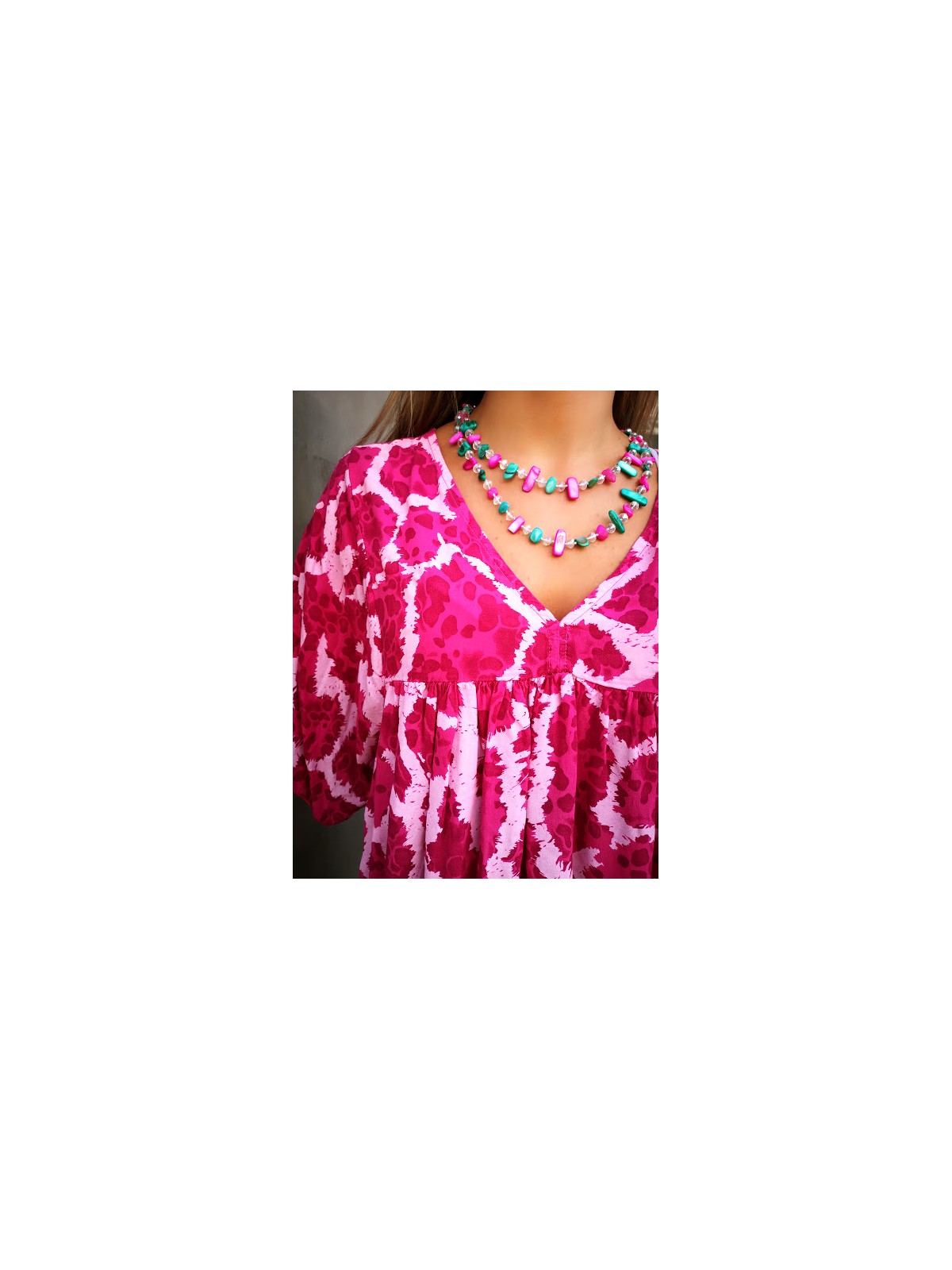 Bijoux collier long tricolores avec perles | 3 vue rapprochee | Tilleulmenthe boutique de mode femme en ligne