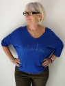 T-shirt manches longues bleu avec écritures bleues | 1 vue porté | Tilleulmenthe mode boutique de vêtements femme en ligne