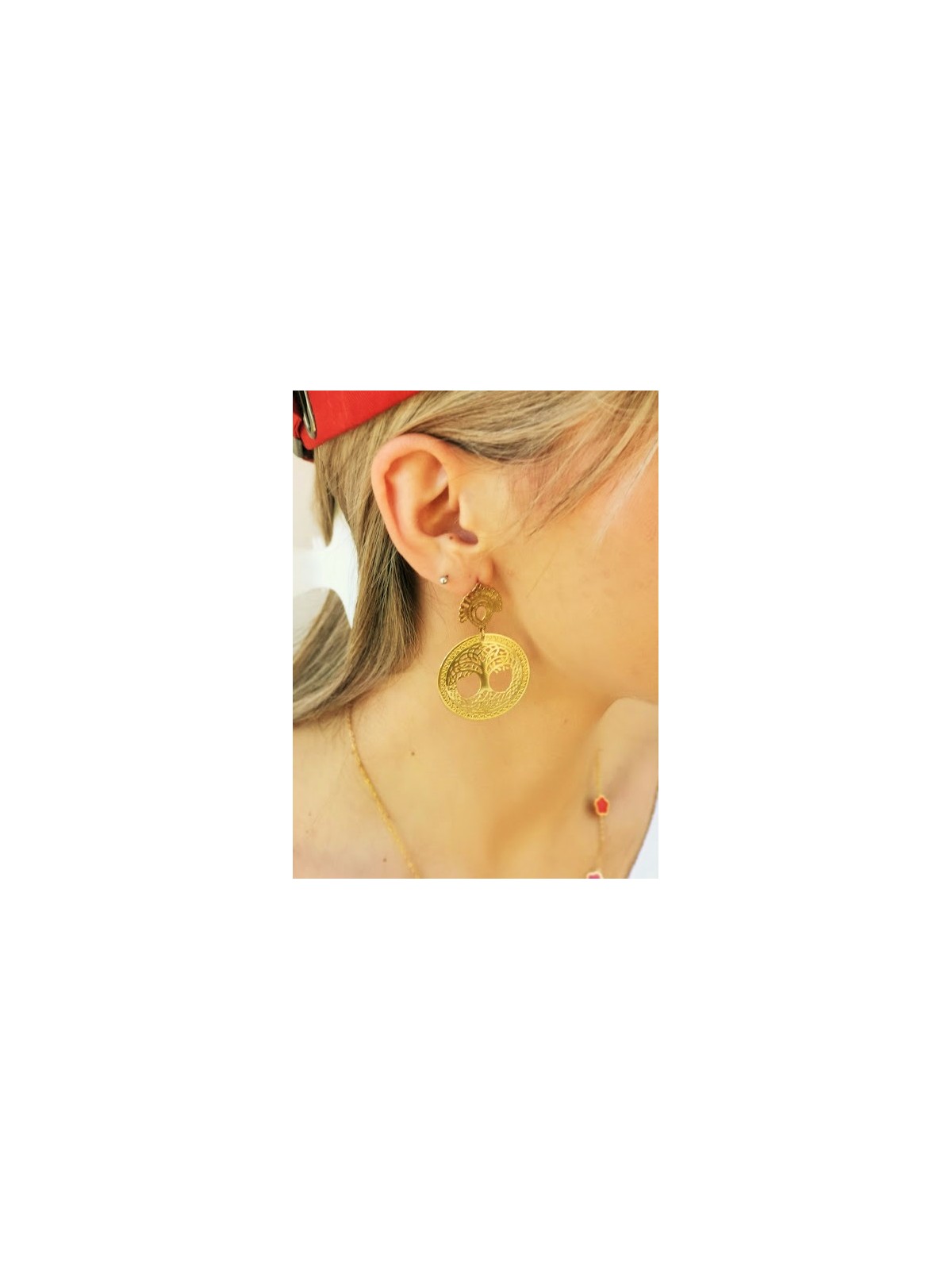 Boucles d'oreilles pendantes rondes | 2 vue de profil | TTilleulmenthe boutique de mode femme en ligne