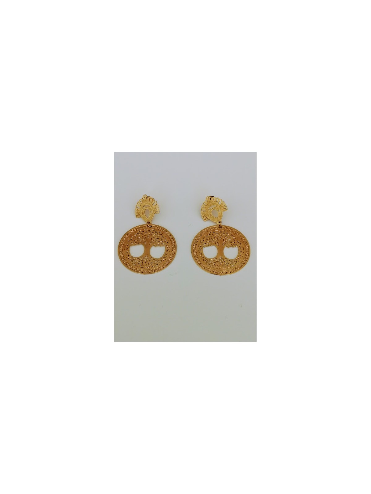 Bijoux boucles d'oreilles arbre de vie doree | 3 vue à plat | Tilleulmenthe mode boutique de vetements femme en ligne