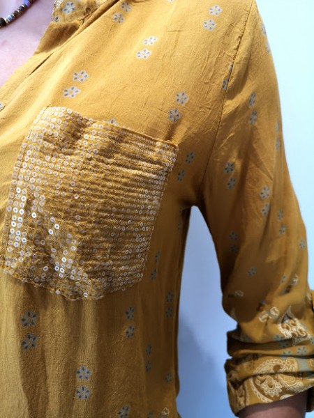 Chemise à sequins manches longues avec poche l 3 vue poche l Tilleulmenthe mode boutique de vêtements femme en ligne