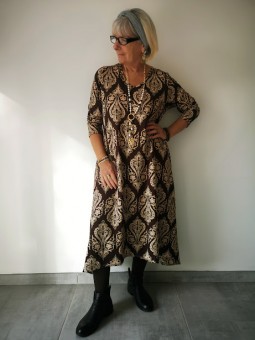 Robe longue médaillon bicolore l 1 vue porté l Tilleulmenthe mode boutique de vêtements femme en ligne