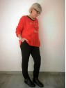 Pull manches longues avec encolure V orange l 2 vue entière l Tilleulmenthe mode boutique de vêtements femme en ligne