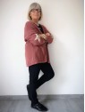 Gilet long et oversize chaud bicolore et motif étoilé l 3 vue entière l Tilleulmenthe mode boutique de vêtements femme en ligne