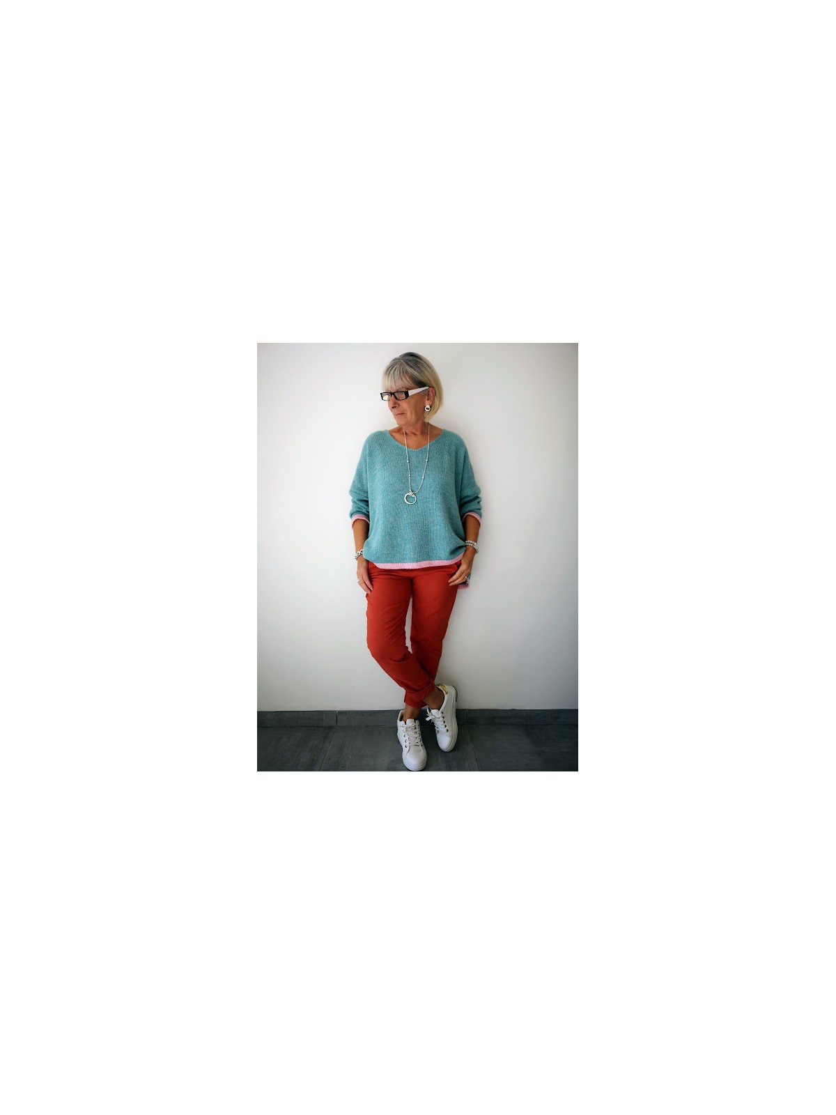 Pull vert manches longues l 1 vue de face l Tilleulmenthe mode boutique de vêtements femme en ligne