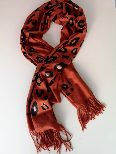 Foulard motifs léopard bicolore l 1 à plat l Tilleulmenthe mode boutique de vêtements femme en ligne