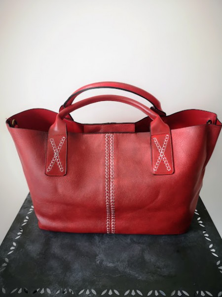 Grand sac rouge l 1 vue de face l Tilleulmenthe mode boutique de vêtements femme en ligne