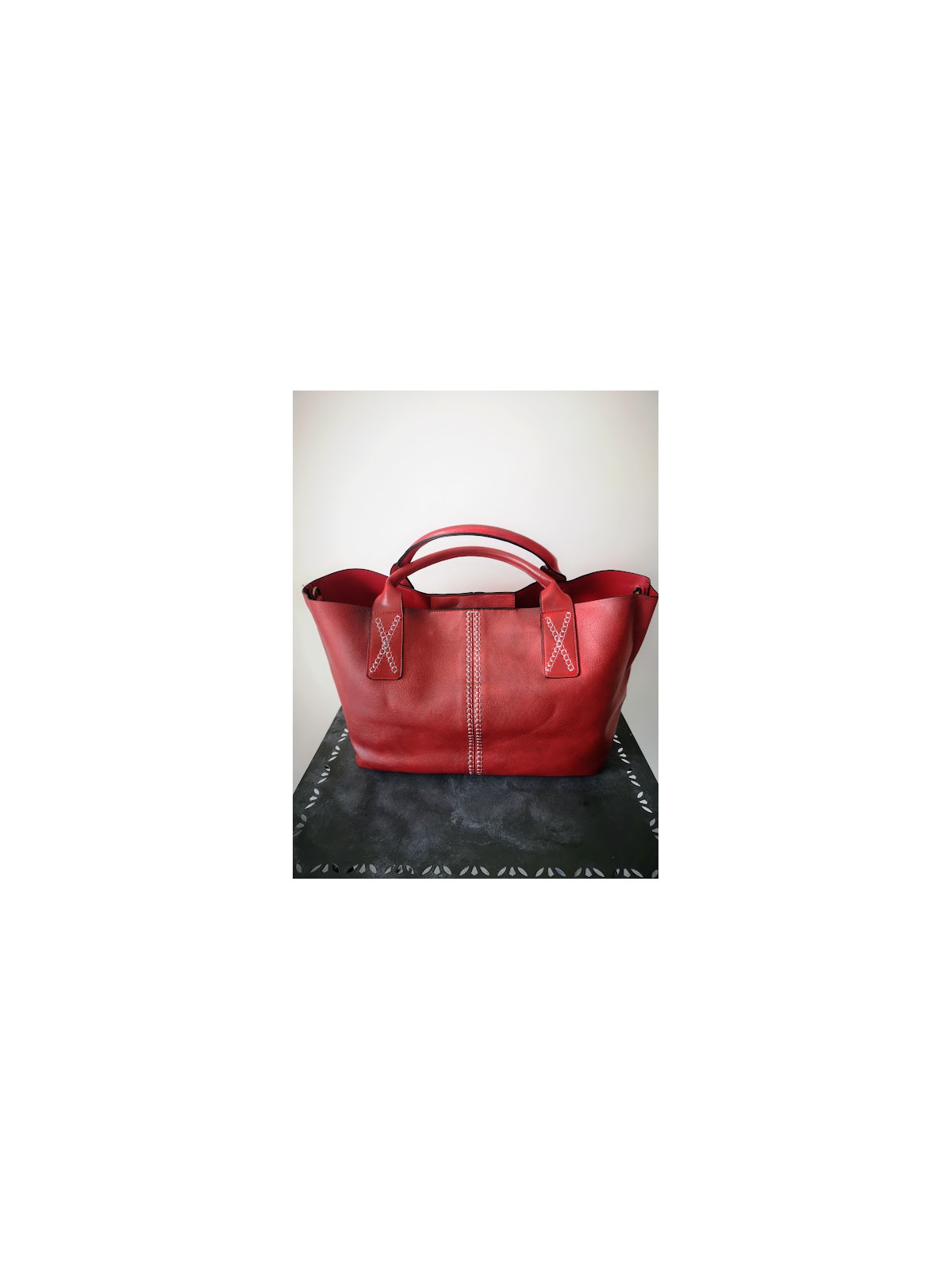 Grand sac rouge l 1 vue de face l Tilleulmenthe mode boutique de vêtements femme en ligne