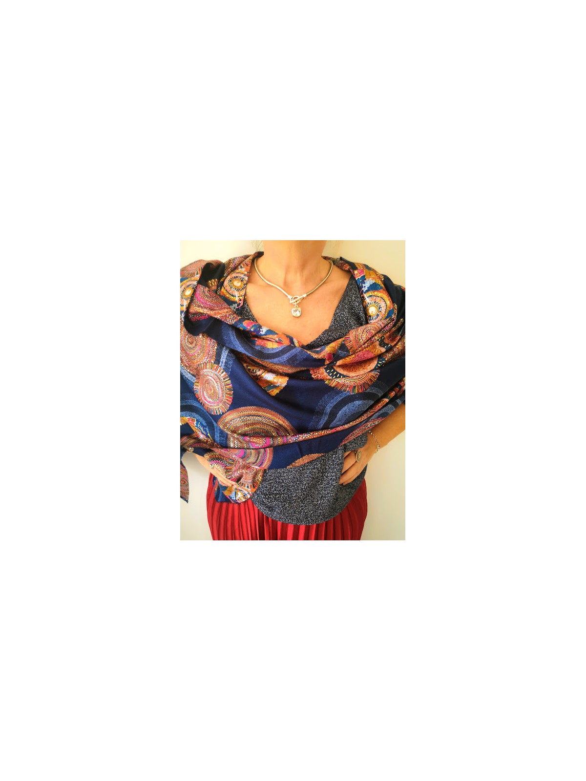 Foulard tricolore l 2 vue de face l Tilleulmenthe mode boutique de vêtements femme en ligne