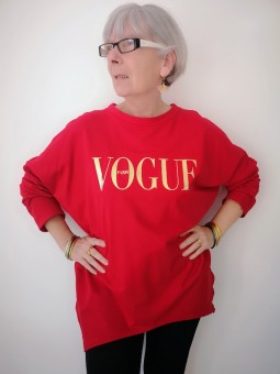 Pull manches longues rouge et doré l 1 vue rapprochée l Tilleulmenthe mode boutique de vêtements femme en ligne