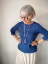 Pull bleu col rond manches longues l 3 vue 3/4 l Tilleulmenthe mode boutique de vêtements femme en ligne