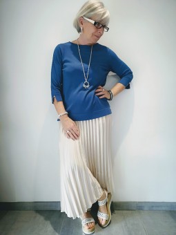 Pull fin bleu manches longues l 1 vue entière l Tilleulmenthe mode boutique de vêtements femme en ligne