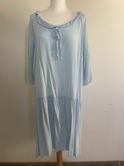 Robe tunique bleu à poids blancs l 1 vue de face l Tilleulmenthe mode boutique de vêtements femme en ligne
