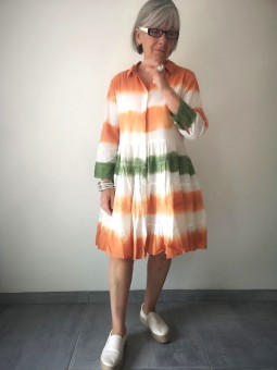 Robe Bagatelle colorée à manches longues l 1 vue de face l Tilleulmenthe mode boutique de vêtements femme en ligne