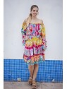 Robe/ tunique colorée épaules dénudées l 1 vue de face l Tilleulmenthe mode boutique de vêtements femme en ligne