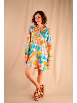 Robe tunique fleurie avec broderies anglaises l 1 vue de face l Tilleulmenthe mode boutique de vêtements femme en ligne