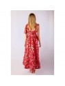 Robe longue bicolore rouge et blanche à motifs fleurs l 2 vue de dos l Tilleulmenthe mode boutique de vêtements femme en ligne