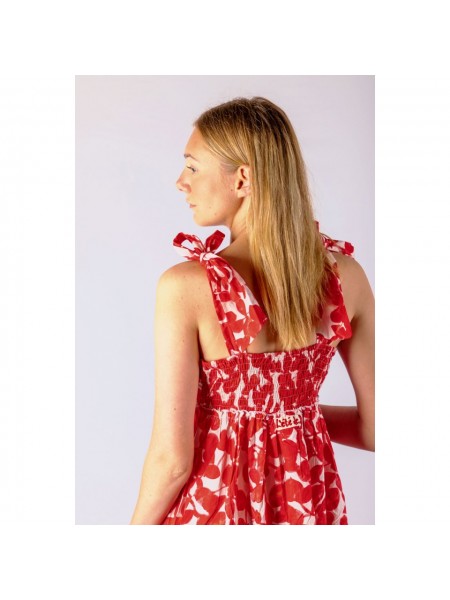 Robe longue à fleurs rouge et blanche l'Été de Jeanne l 4 vue motifs l Tilleulmenthe mode boutique de vêtements femme en ligne