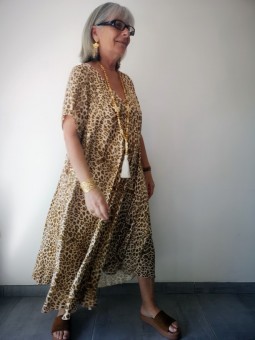 Robe longue léopard Ambre