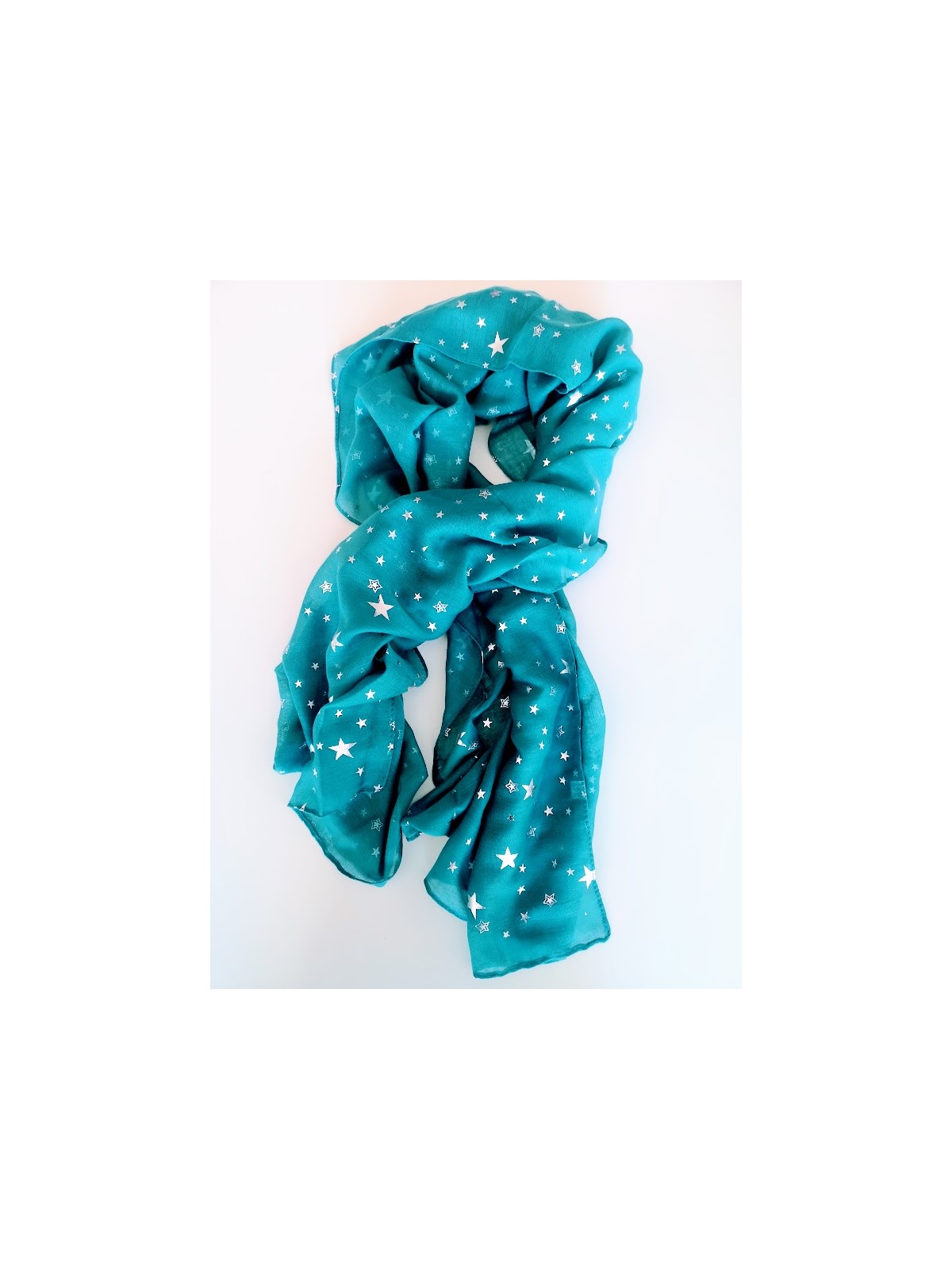 Foulard bleu canard motifs étoiles l 1 vue entier l Tilleulmenthe mode boutique de vêtements femme en ligne