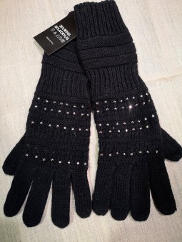 Gants femme noirs à strass l 1 vue de face l Tilleulmenthe mode boutique de vêtements femme en ligne