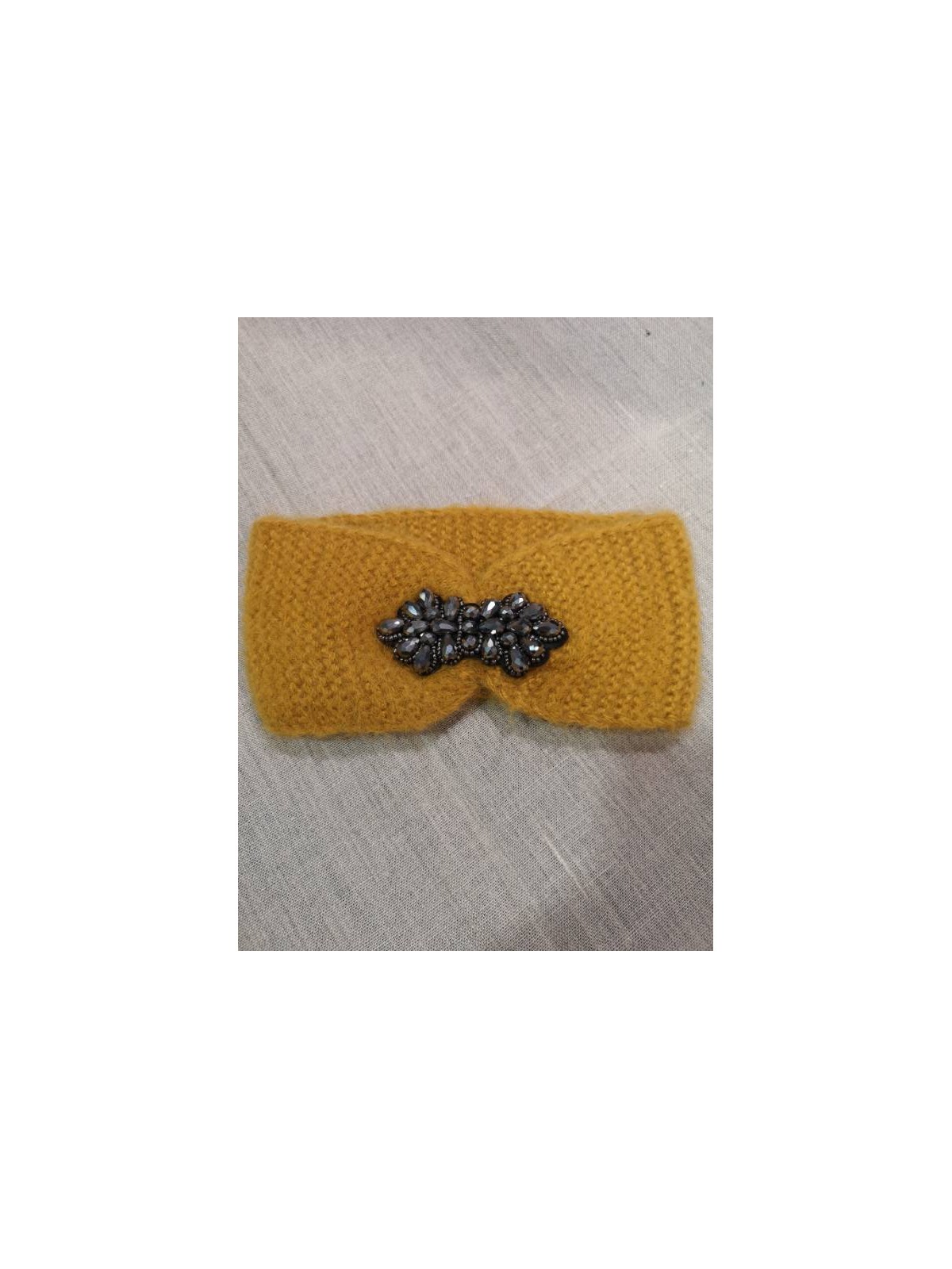 Bandeau moutarde avec détails feuilles l 1 vue mailles l Tilleulmenthe mode boutique de vêtements femme en ligne