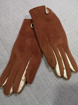 Gants femme caramel et dorés l 1 vue de face l Tilleulmenthe mode boutique de vêtements femme en ligne