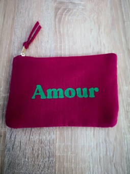 Pochette zippée en tissu avec inscriptions amour l 1 vue inscription l Tilleulmenthe mode boutique de vêtements femme en ligne