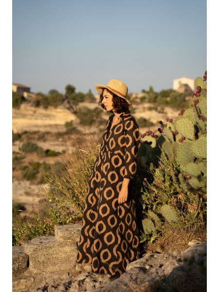 Robe longue Bagatelle 100% coton choco et noir l 2 vue profil l Tilleulmenthe mode boutique de prêt à porter femme en ligne