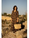 Robe longue Bagatelle choco et noire l 1 vue portée l Tilleulmenthe mode boutique de prêt à porter femme en ligne