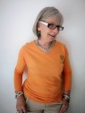 Pull fin orange manches longues et doré l 1 vue de face l Tilleulmenthe mode boutique de vêtements femme en ligne