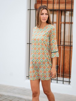 Robe tunique Isla Bonita à motifs l 1 vue de face l Tilleulmenthe mode boutique de vêtements femme en ligne