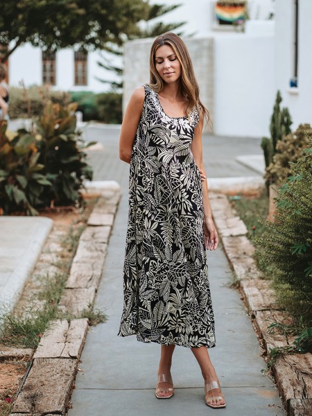 Robe longue sans manche à fleurs Isla Bonita l 1 vue portée l Tilleulmenthe mode botuique de vêtements femme en ligne