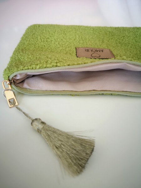 Pochette vert anis tissu eponge Tilleulmenthe mode