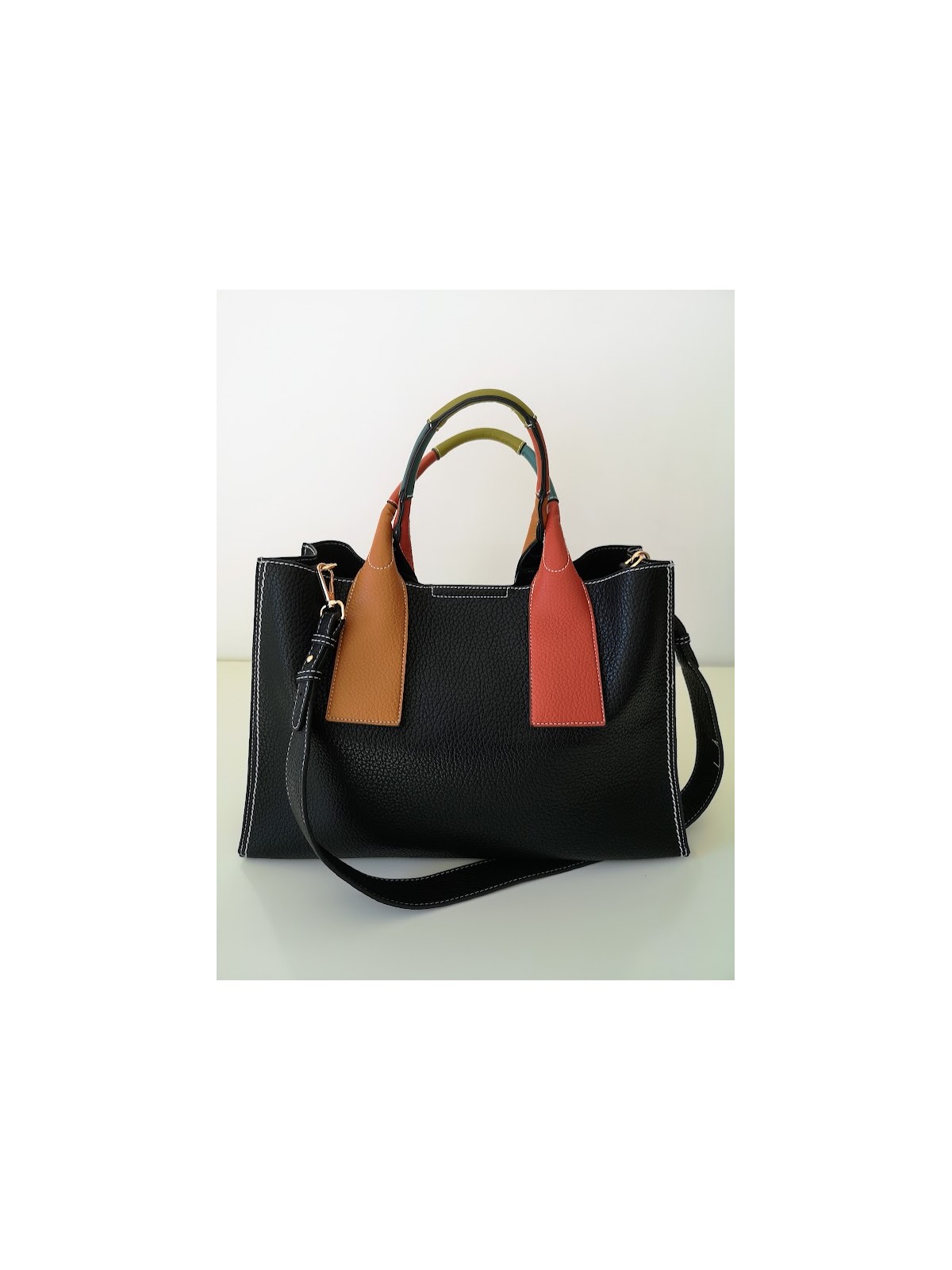 Sac à main femme colorée en matière synthétique l 2 vue anses colorées l Tilleulmenthe mode boutique de vêtements femme en ligne