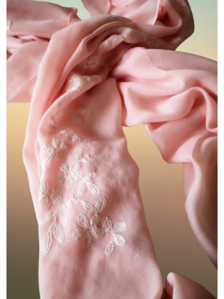 Foulard printemps rose avec fleurs blanches l 2 vue motifs l Tilleulmenthe mode boutique de vêtements femme en ligne