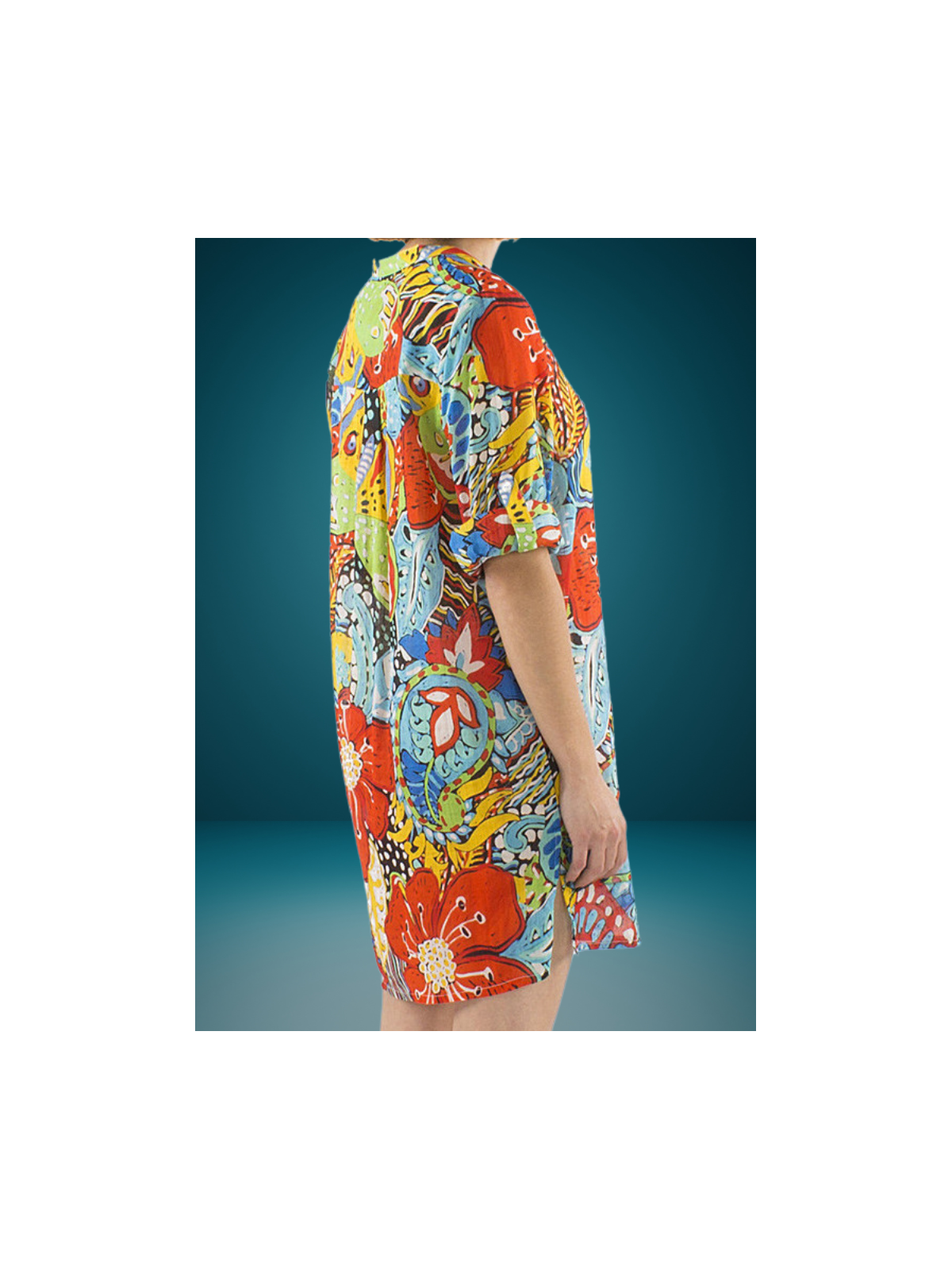 Tunique ample ultra colorée à motifs l 3 vue de dos l Tilleulmenthe mode boutique de vêtements femme en ligne