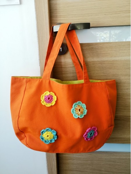 Sac à main femme anis et orange avec broderies fleurs l 1 vue fleurs l Tilleulmenthe mode boutique de vêtements femme en ligne