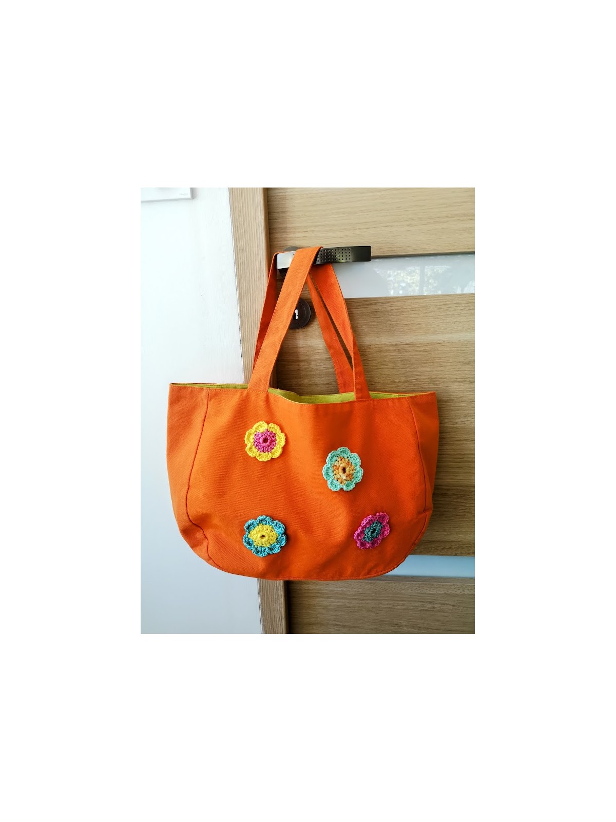 Sac à main femme anis et orange avec broderies fleurs l 1 vue fleurs l Tilleulmenthe mode boutique de vêtements femme en ligne