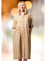 Robe chemise à pois camel et noire l 1 vue de face l Tilleulmenthe mode boutique de vêtements femme en ligne