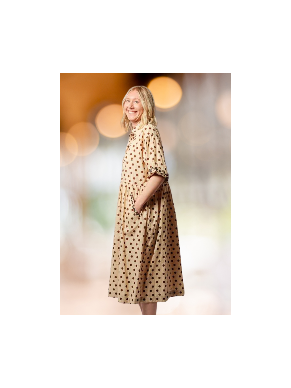 Robe longue à pois 100% Coton l 2 vue de profil l Tilleulmenthe mode boutique de vêtements femme en ligne