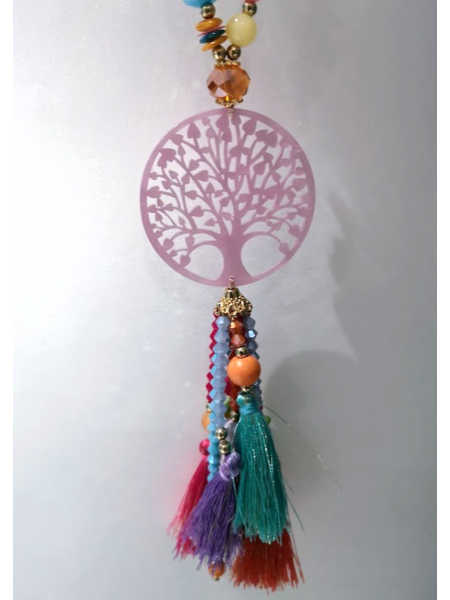 Sautoir coloré avec perles et pompons l 3 vue rapporchée l Tilleulmenthe mode boutique de vêtements femme en ligne