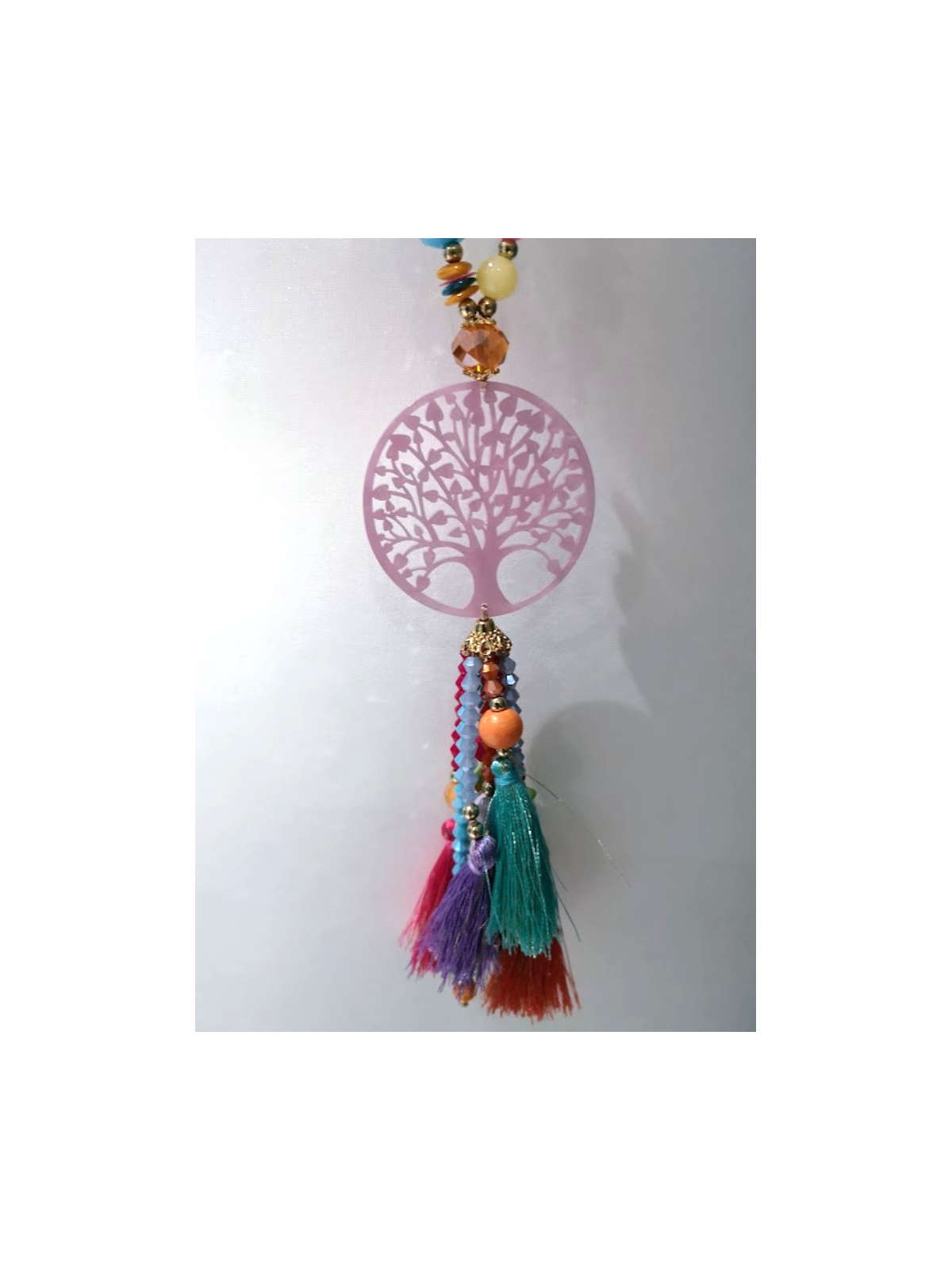 Sautoir coloré avec perles et pompons l 3 vue rapporchée l Tilleulmenthe mode boutique de vêtements femme en ligne