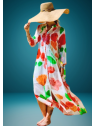 Robe imprimé maxi fleurs colorées l 1 vue de face l Tilleulmenthe mode boutique de vêtements femme en ligne