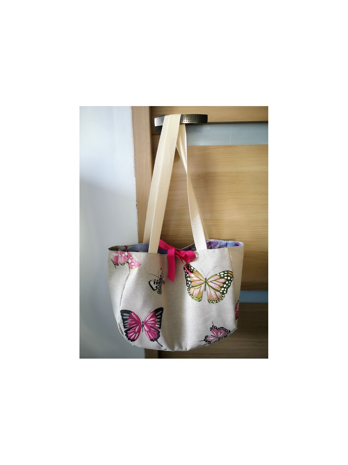 Sac motifs papillons en coton l 2 vue motifs l Tilleulmenthe mode boutique de vêtements femme en ligne
