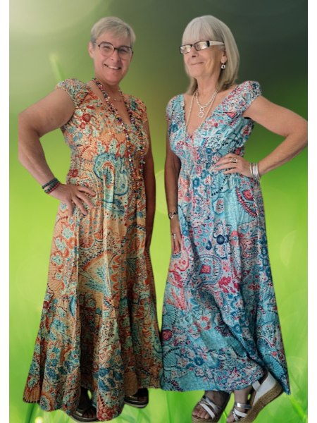 Robe longue fluide à imprimés ; 1 vue déclinaisons l Tilleulmenthe mode boutique de vêtements femme en ligne
